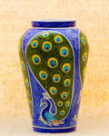 Blue Pottery Handcrafted Peacock Pot — false