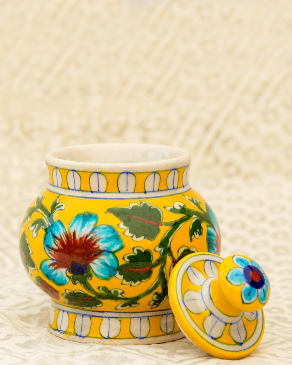 Blue Pottery- Handcrafted Sugar Pot — false