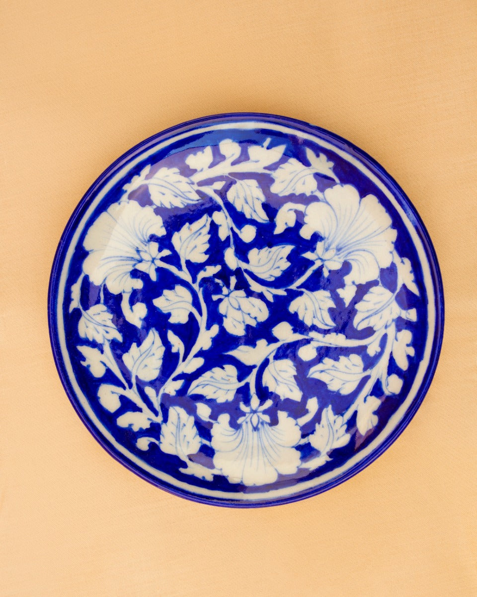 Blue Pottery- Handcrafted Plate(Blue & White) — Without Stand