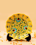 Blue Pottery Handcrafted Wall & Table D√©cor Plate(Yellow) — With Stand
