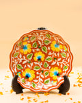 Blue Pottery Handcrafted Wall & Table D√©cor Plate(Orange) — With Stand