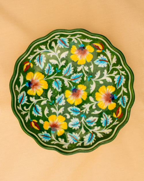 Blue Pottery Handcrafted Decorative Plate Plate(Green) — false