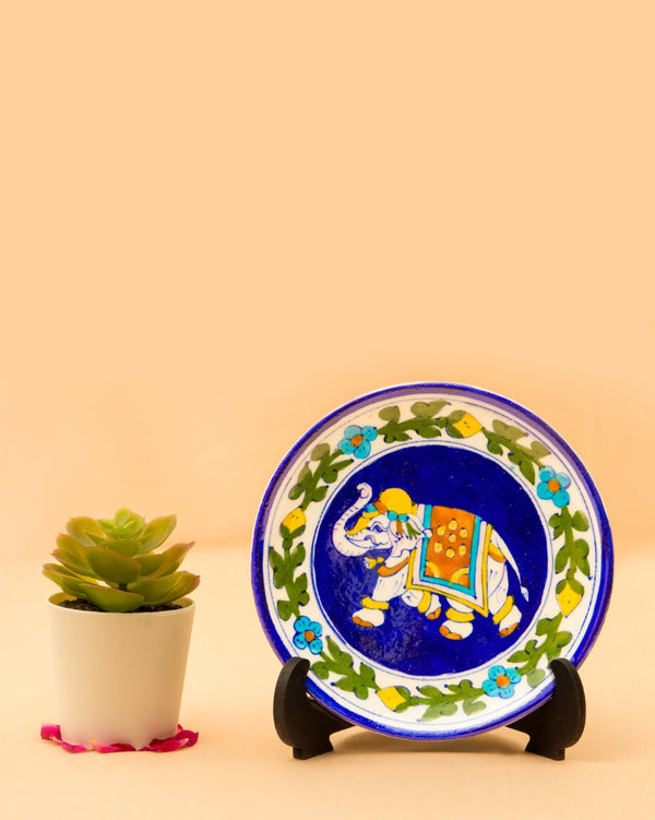 Blue Pottery Handcrafted Wall Plate — false
