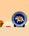 Blue Pottery Handcrafted Wall Plate — With Stand