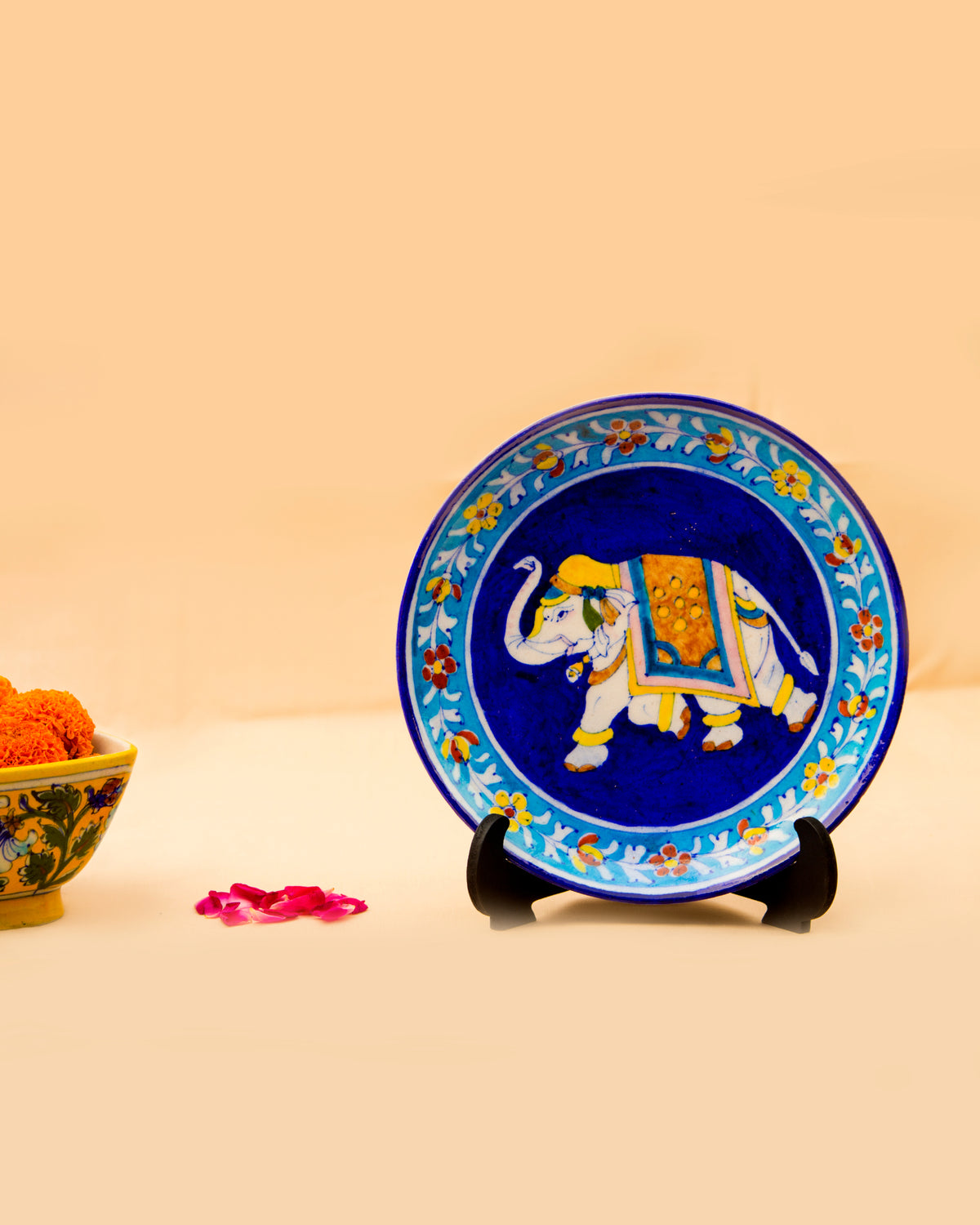 Blue Pottery Handcrafted Wall Plate — Without Stand