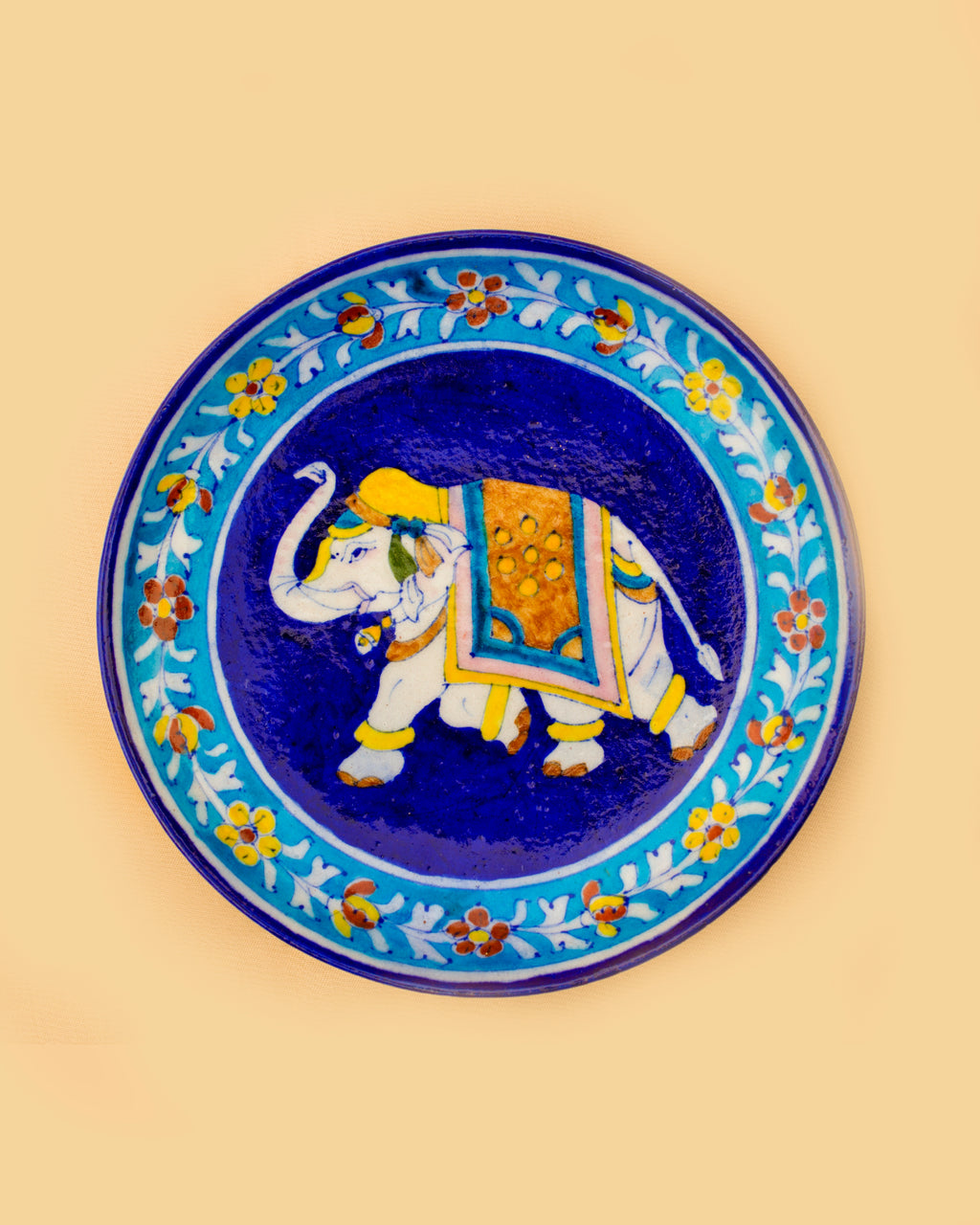 Blue Pottery Handcrafted Wall Plate — Without Stand
