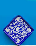 Blue Pottery Floral Design Serving Tray — false