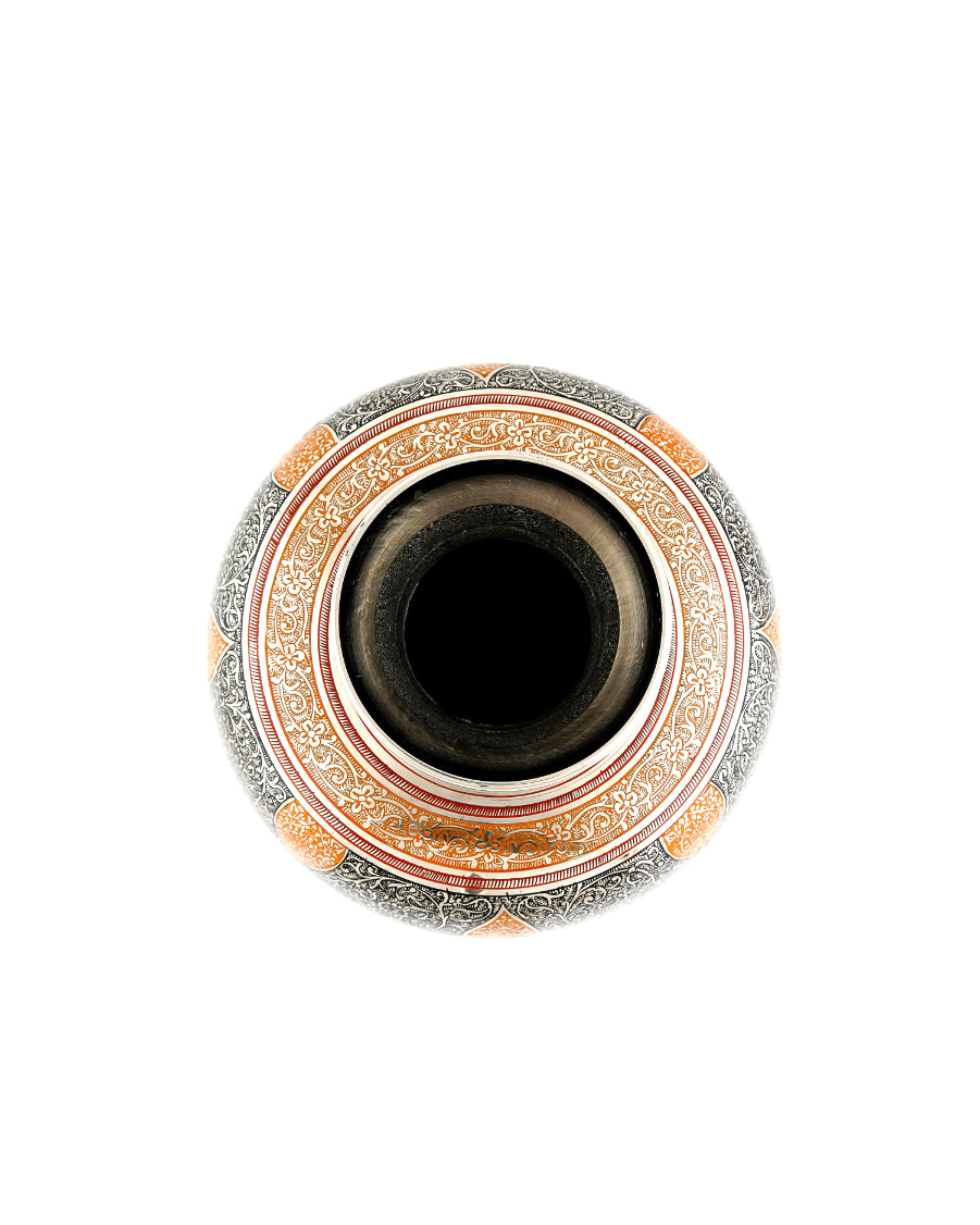 Brass Handcrafted Marori Work Kulai Pot — false