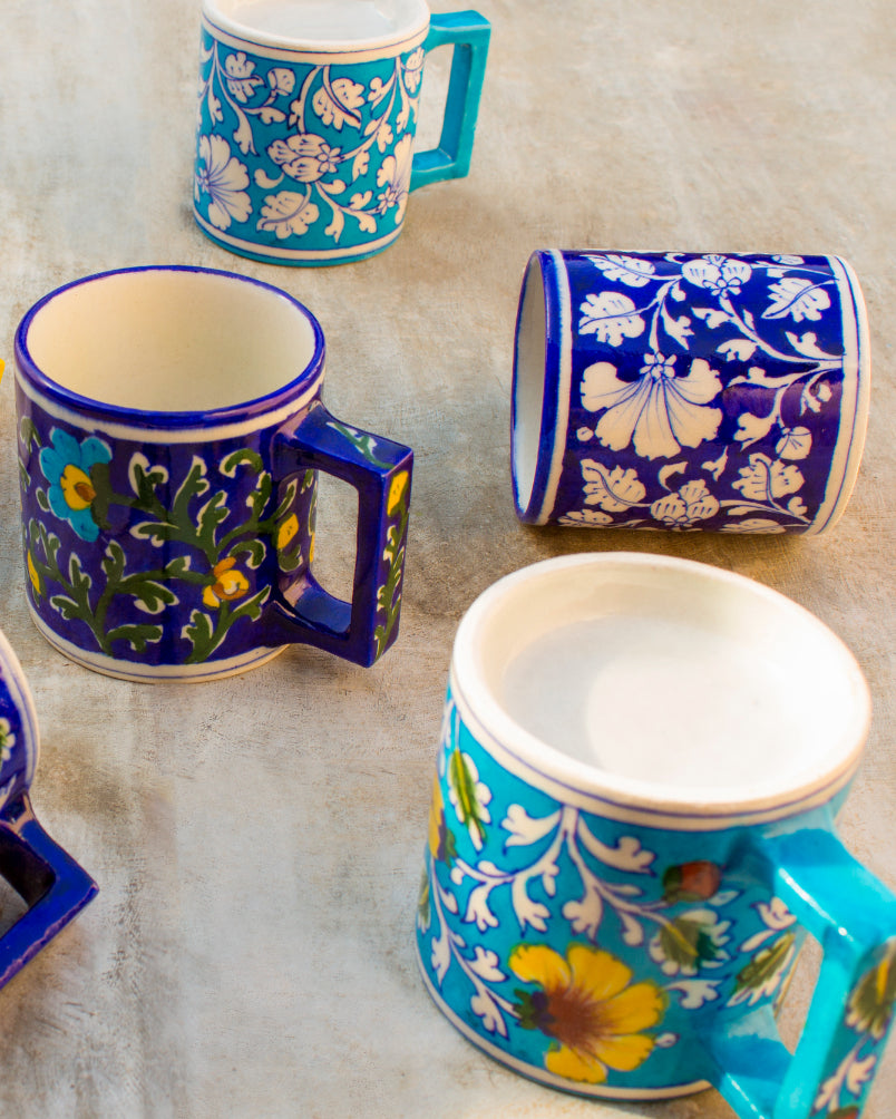 Blue Pottery- Handcrafted Coffee Mug(Blue & White) — false