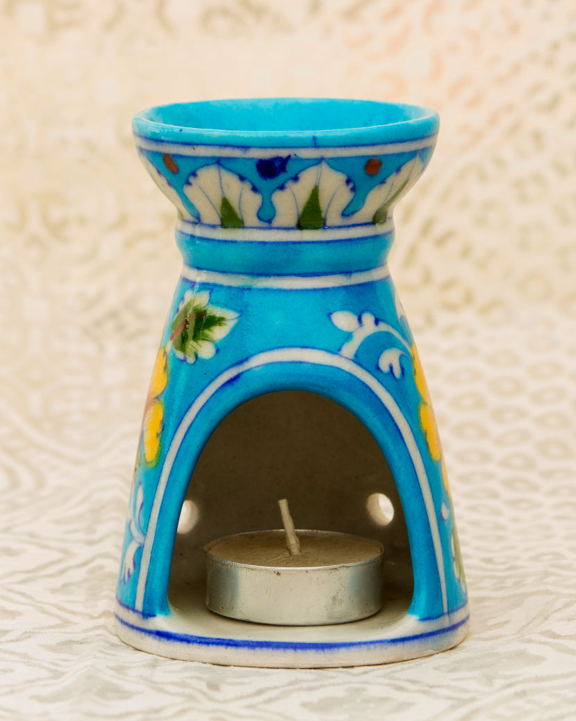 Blue Pottery- Handcrafted Aroma Candle Stand(Sky Blue) — false