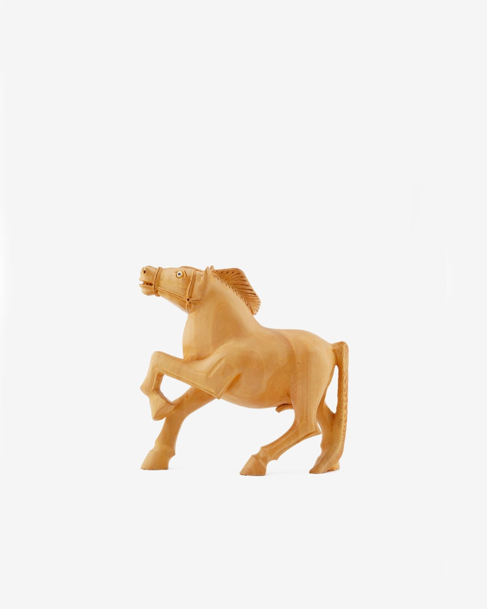 Kadam Wood Sculpture, Beautiful Hand-Carved Horse — false