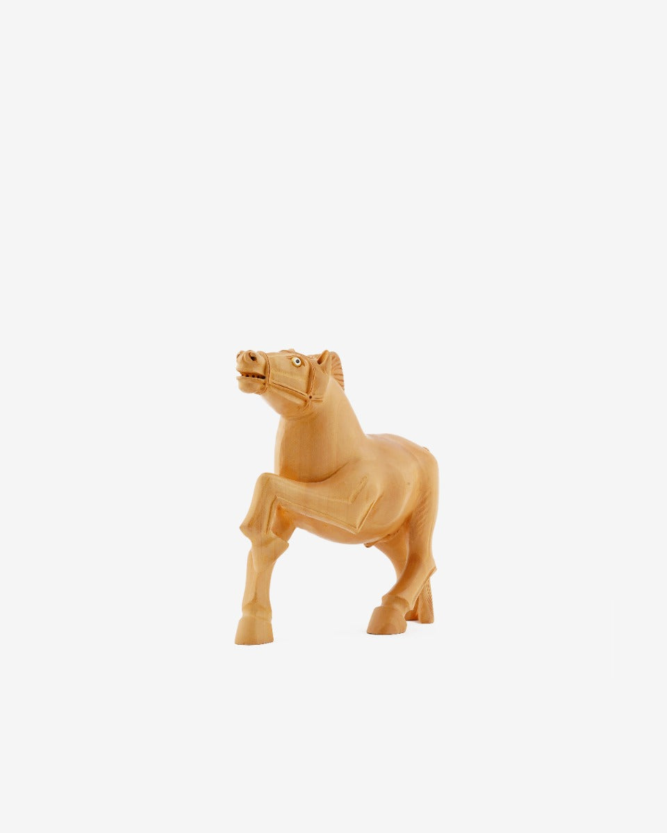 Kadam Wood Sculpture, Beautiful Hand-Carved Horse — false