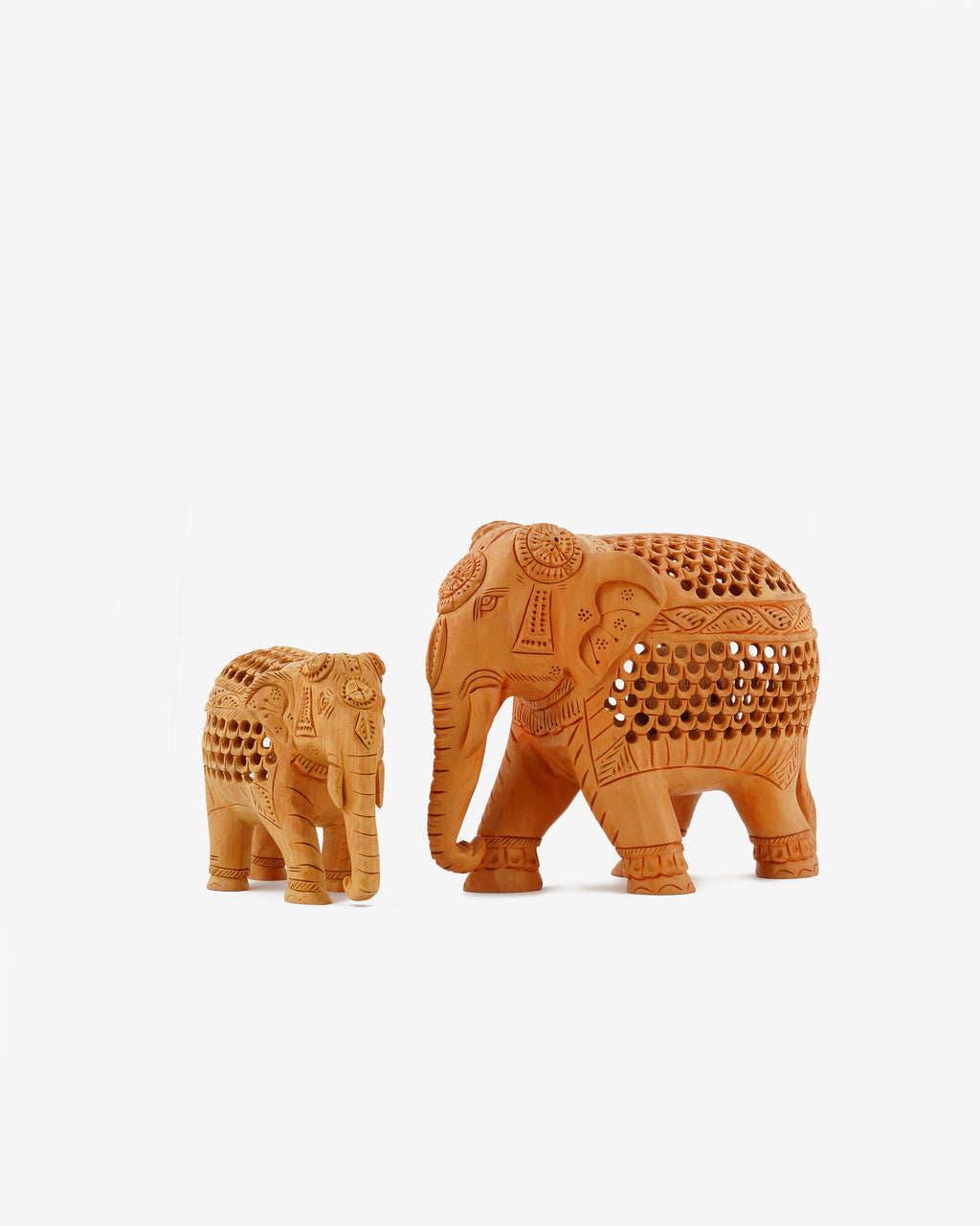 Elephant Undercut Wooden Sculpture — 6 inch, Brown