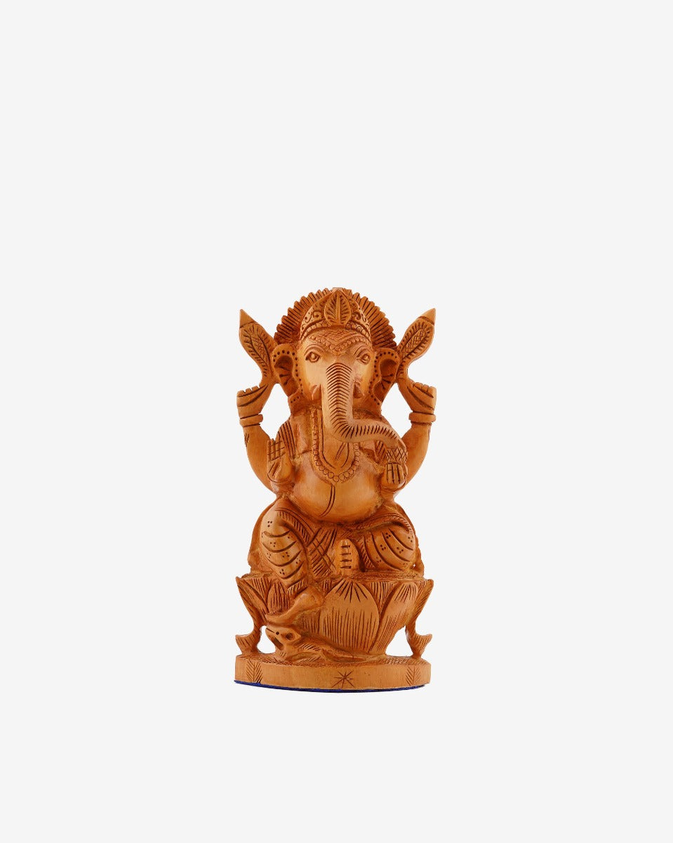 Hand-Carved Wooden Ganesh Statue - Wooden Handicraft — false