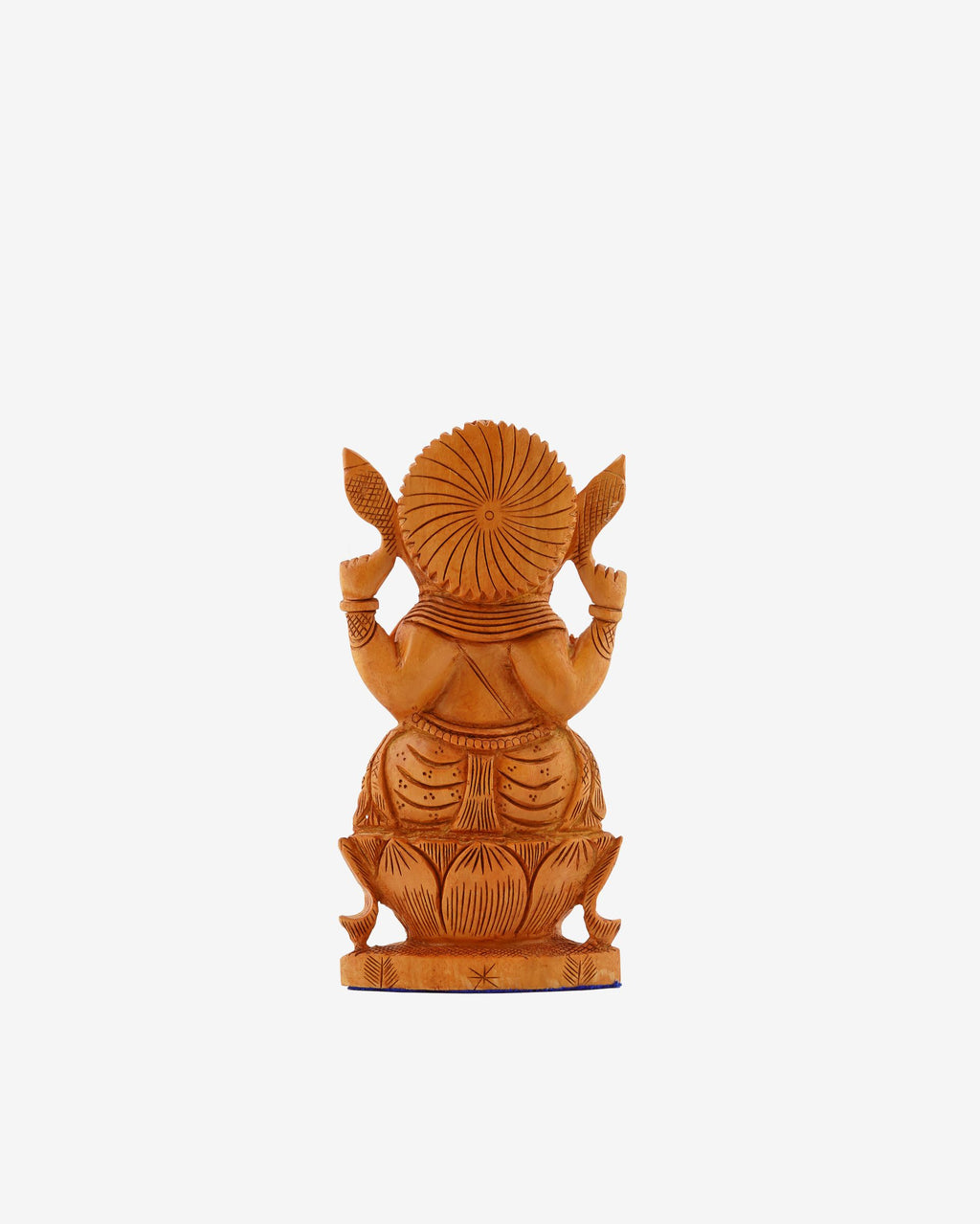 Hand-Carved Wooden Ganesh Statue - Wooden Handicraft — 6 inch, Brown