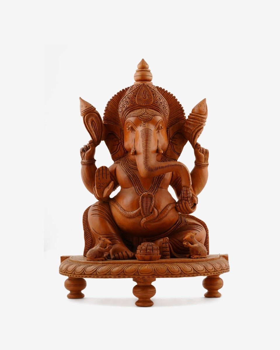 Wooden Ganesh Statue - Wooden Handicraft — false