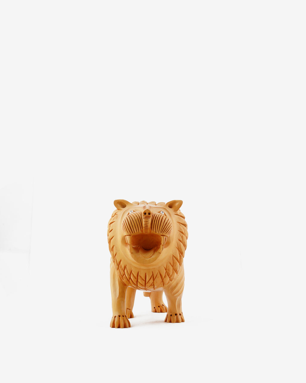 Kadam Wood Lion Statue — 3 inch, Brown