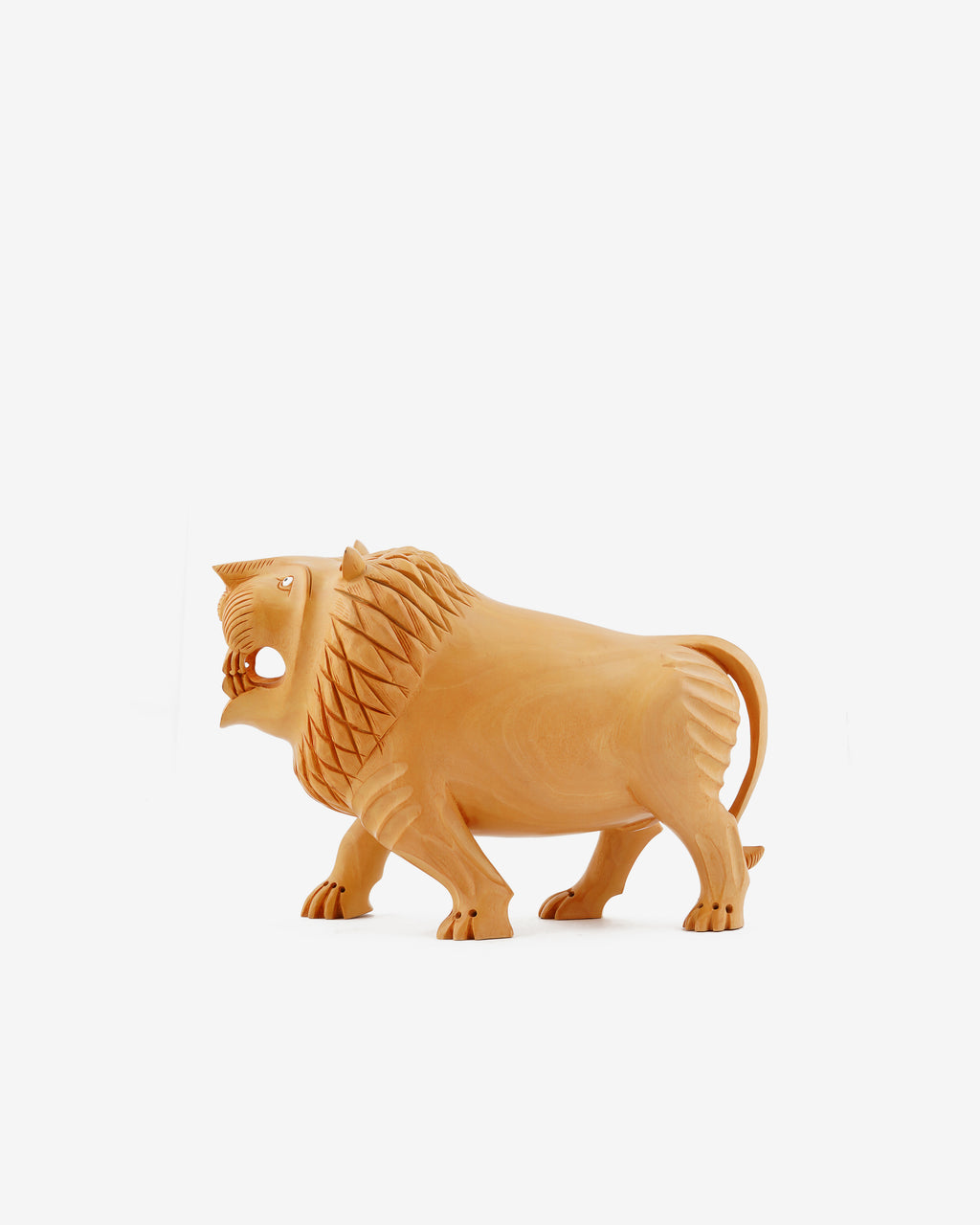 Kadam Wood Lion Statue — 3 inch, Brown