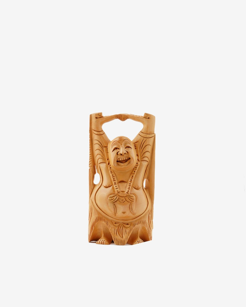 Laughing Buddha Statue - Wooden Handicraft — false