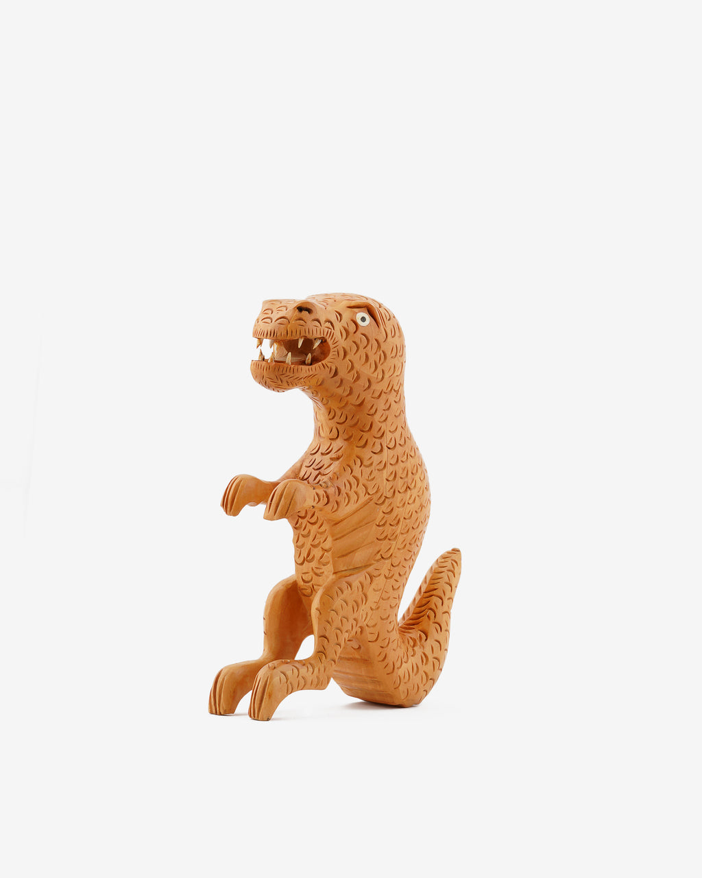 Wooden Dinosaur Sculpture — 6 inch, Brown