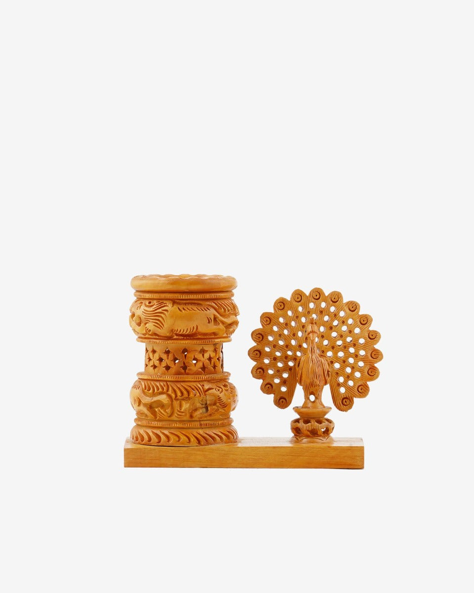 Kadam Wood Handcrafted Pen Stand — false