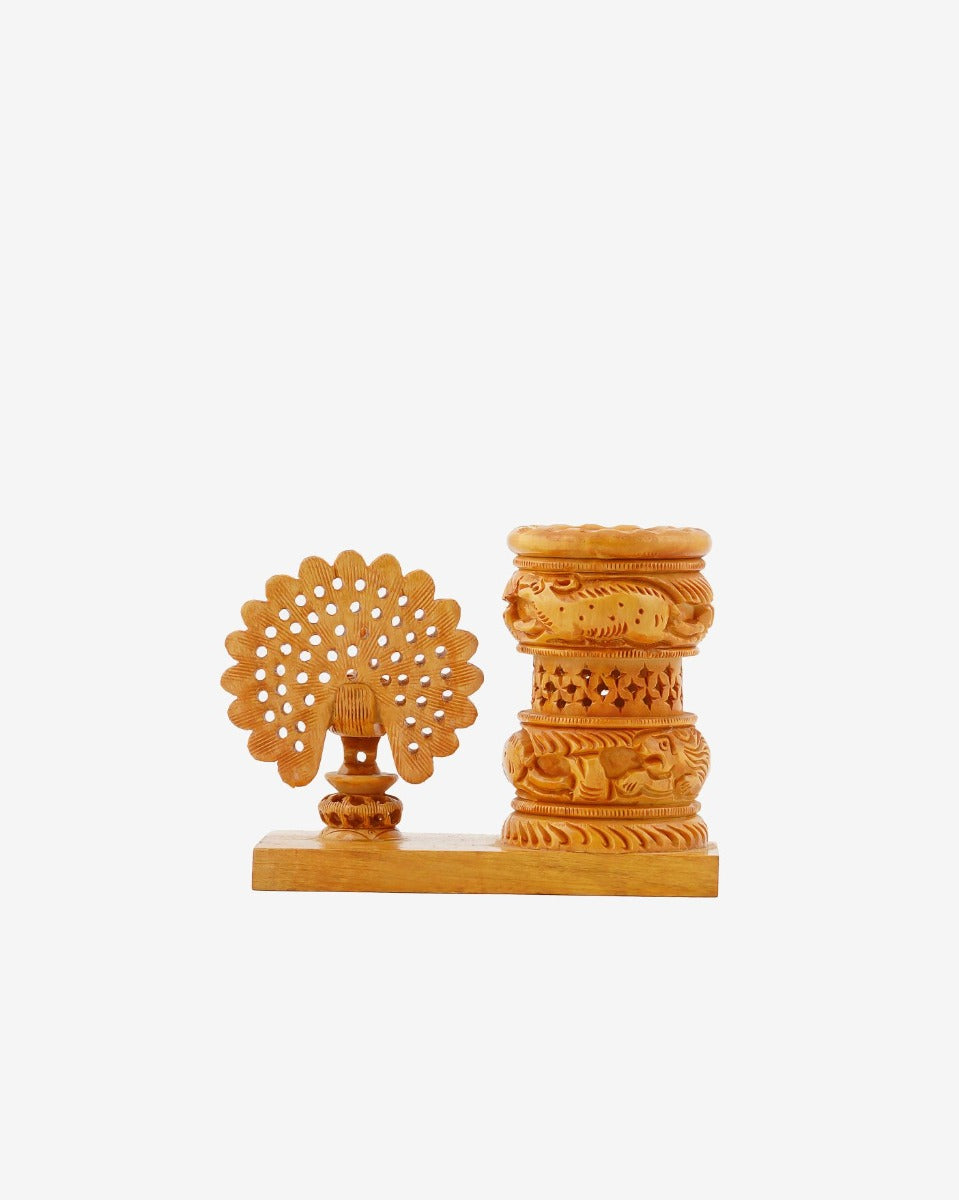 Kadam Wood Handcrafted Pen Stand — false