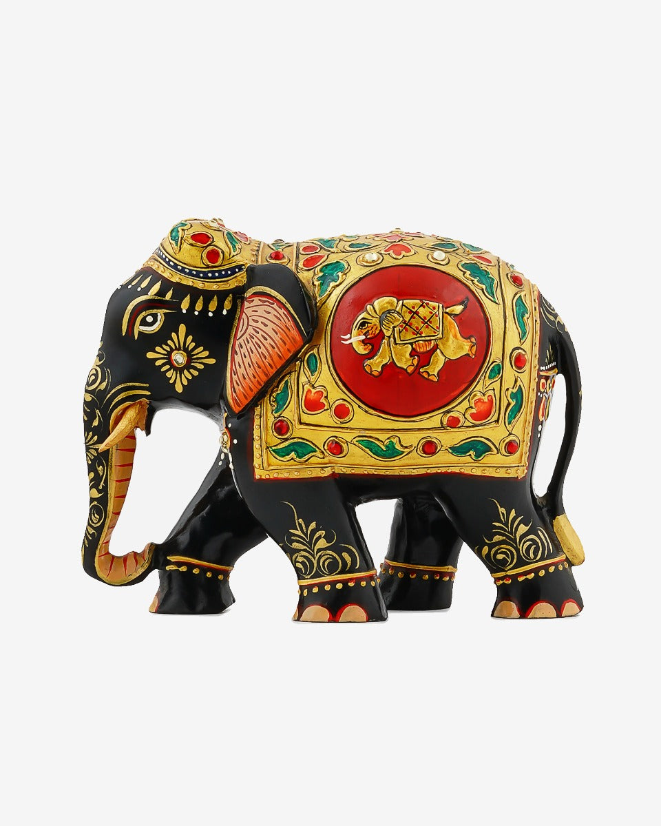 Handpainted Wooden Elephant Sculpture "The Gaja" — false
