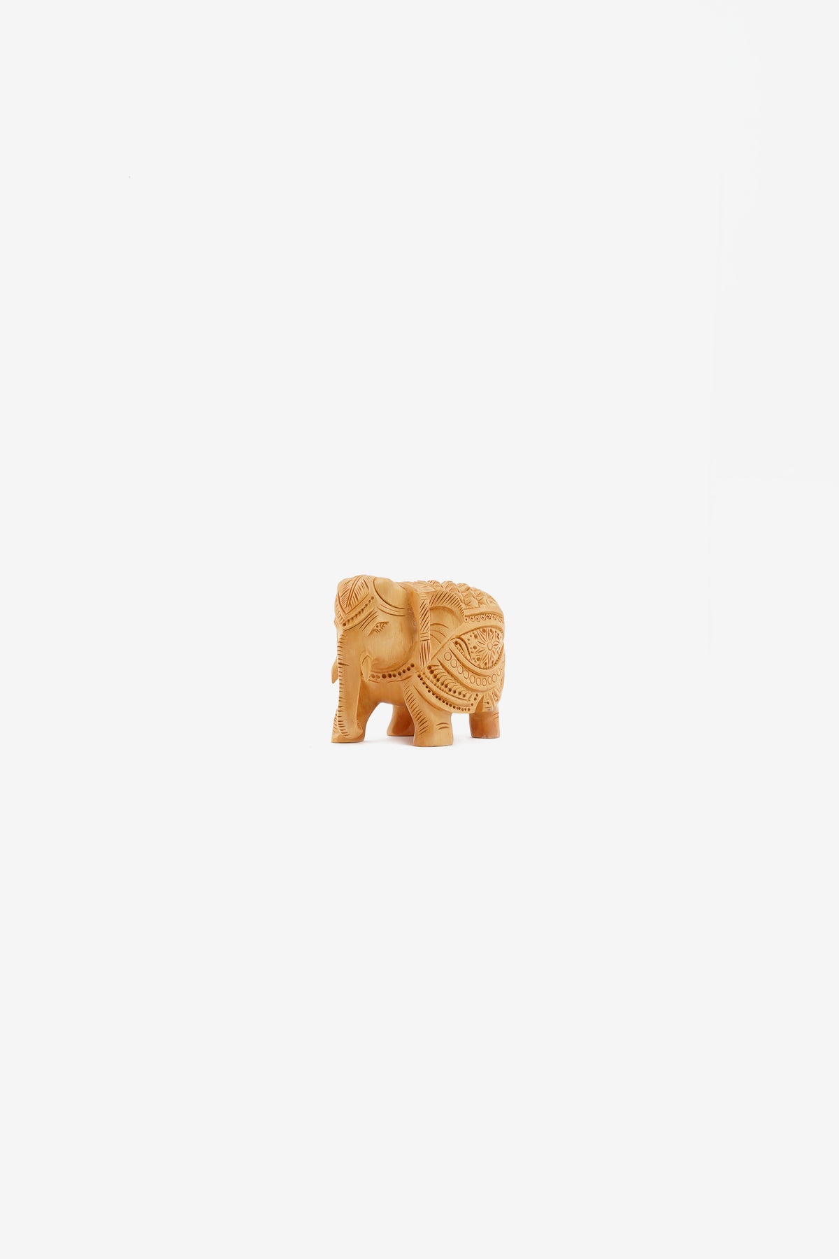Beautiful Hand Carved Elephant Sculpture — 2 inch, Brown