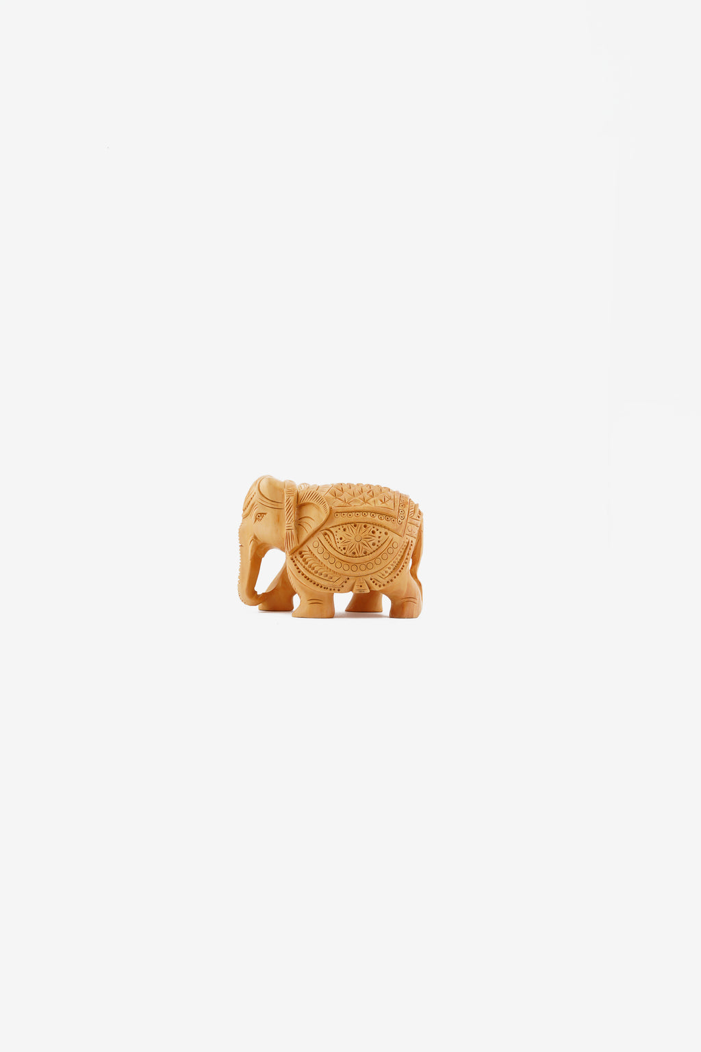 Beautiful Hand Carved Elephant Sculpture — 6 inch, Brown