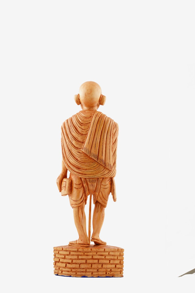 Mahatma Gandhi Hand-Carved Wooden Statue — false