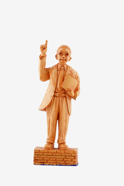 Babasaheb Ambedkar Hand-Carved Wooden Statue — false