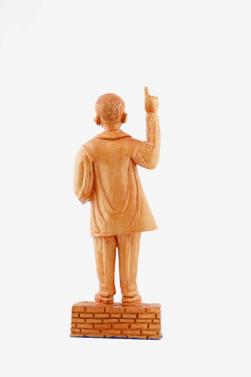 Babasaheb Ambedkar Hand-Carved Wooden Statue — false