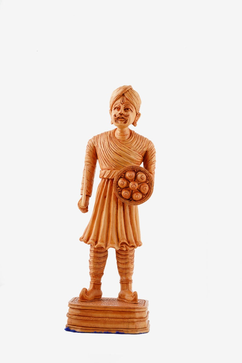Maharaja Hand-Carved Wooden Statue — false