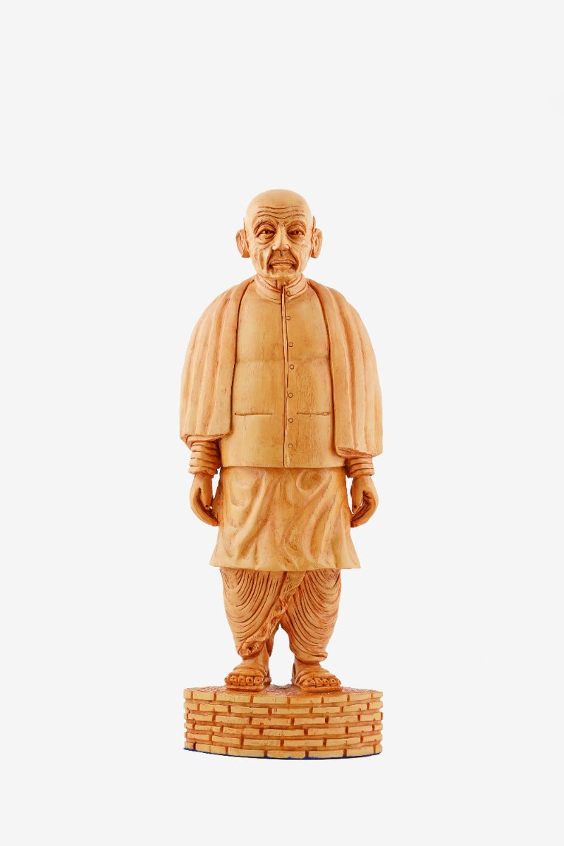 Sardar Vallabhbhai Patel Hand-Carved Wooden Statue — false