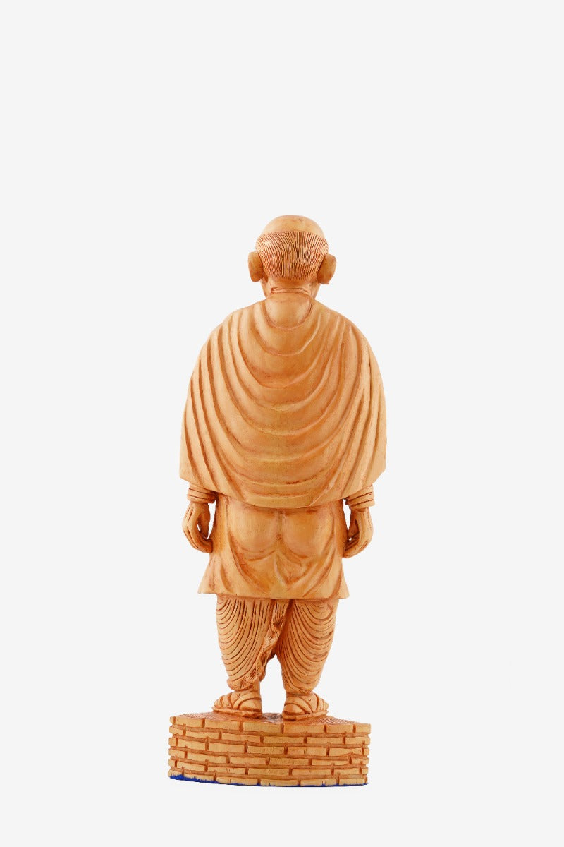 Sardar Vallabhbhai Patel Hand-Carved Wooden Statue — false