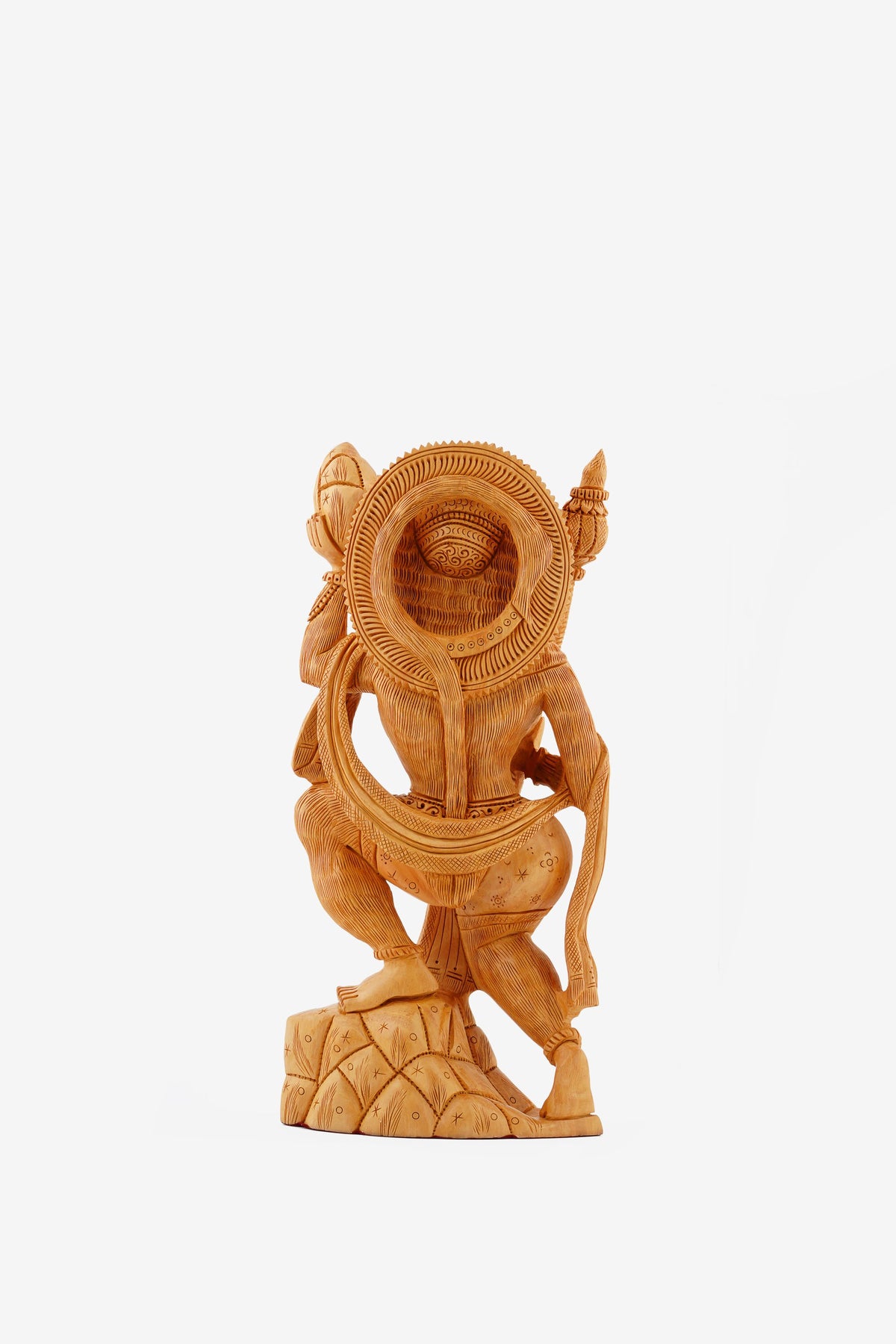 Hand-Carved Wooden Figurine of God Hanuman — 8 inch