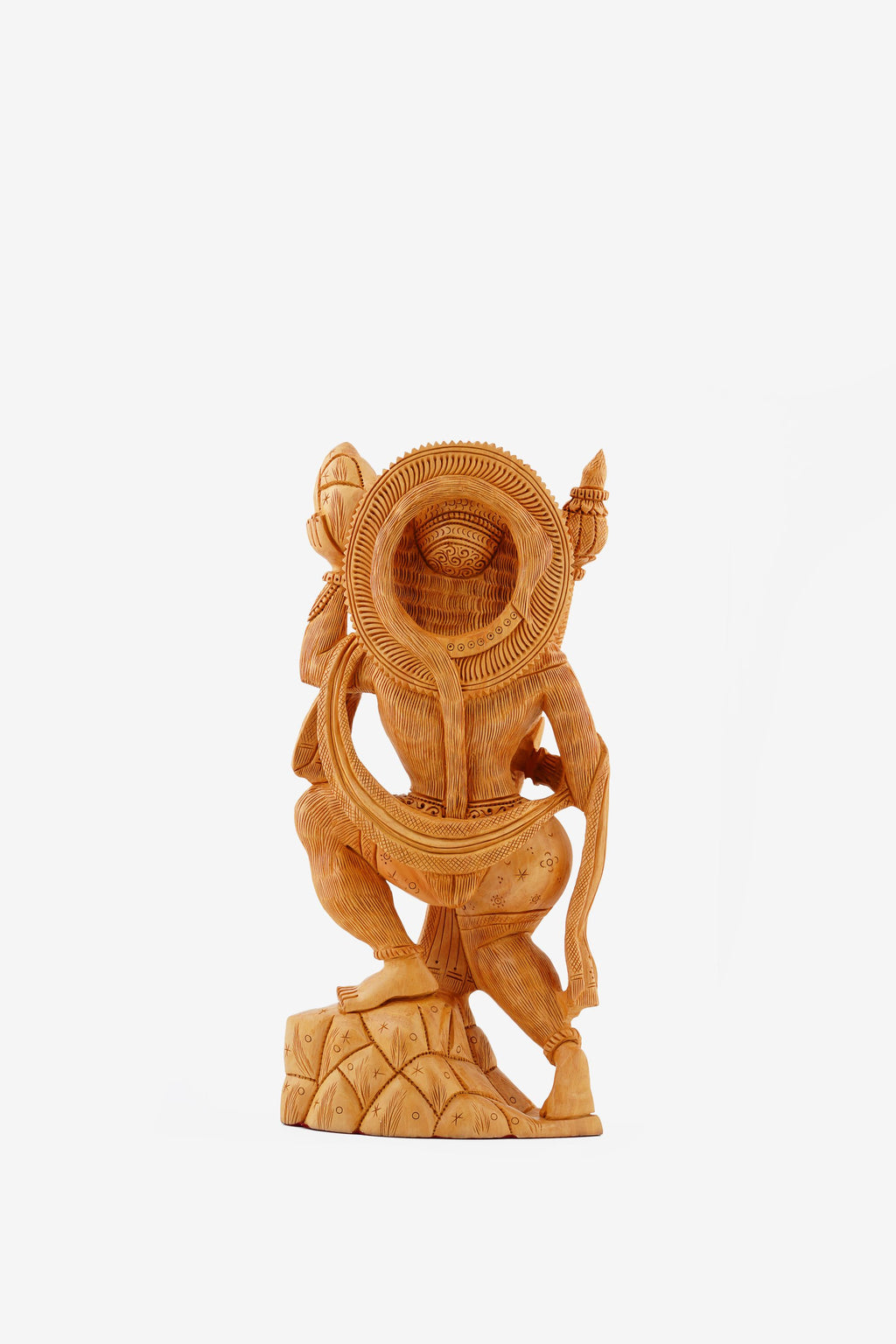 Hand-Carved Wooden Figurine of God Hanuman — 10 inch