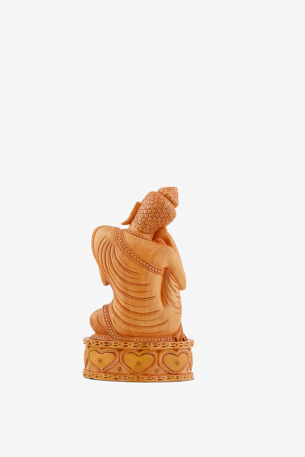 Hand-Carved Sitting Buddha Wooden Figurine — 12 inch