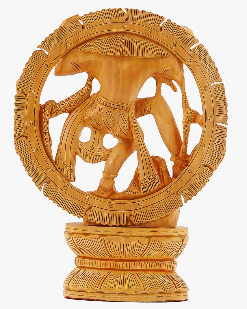 Hand-Carved Wooden Figurine of Natraj — 10 inch, Brown