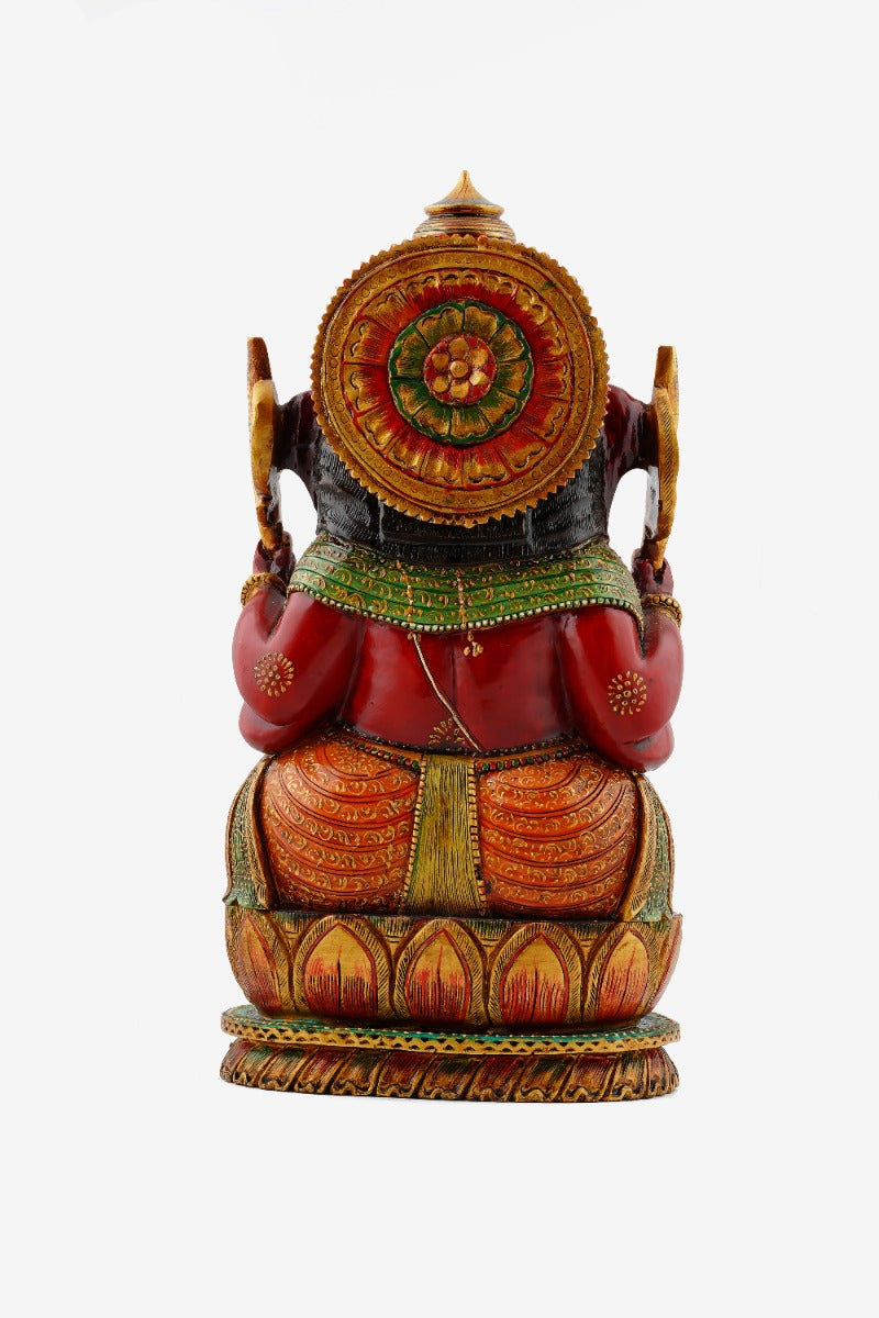 Wooden Hand Carved Figurine of Lord Ganesha — false