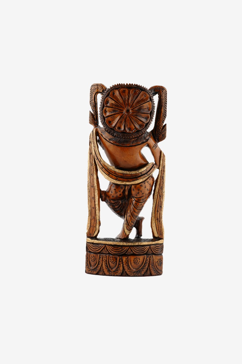 Lord Krishna Figurine Hand Carved Wooden Craft — false