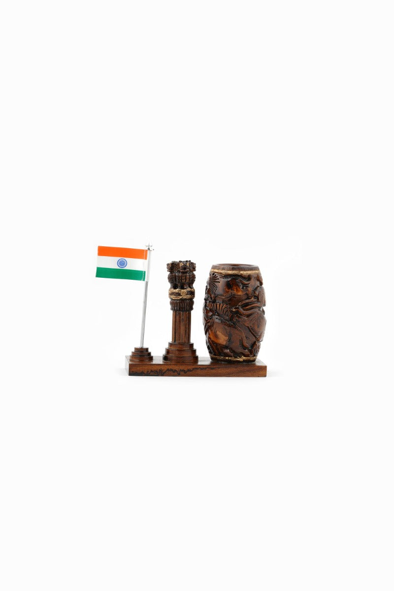 Kadam Wood Handcrafted Pen Stand — false