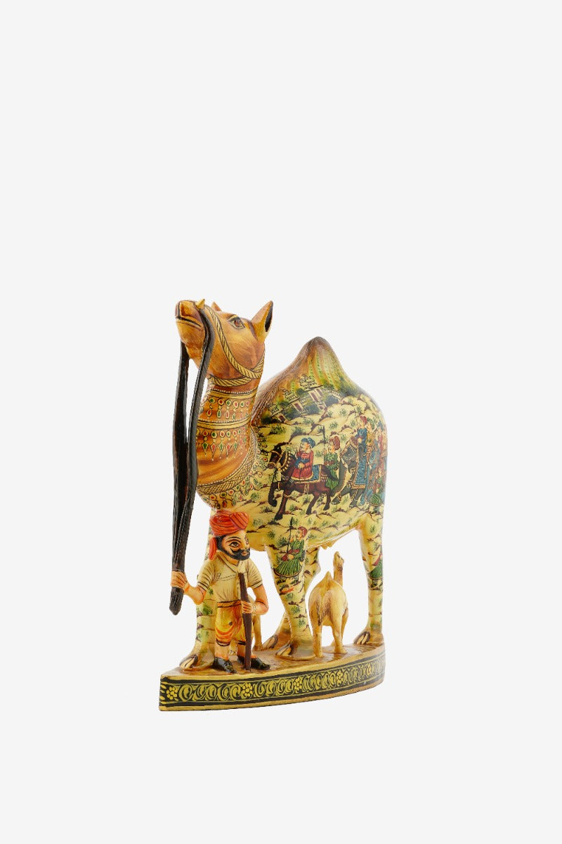 Hand Painted Wooden Camel Statue — false