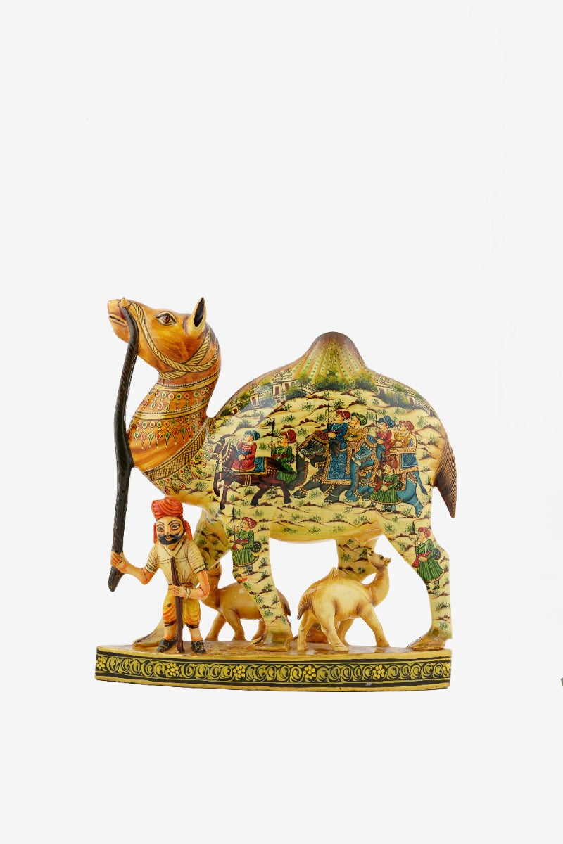 Hand Painted Wooden Camel Statue — false
