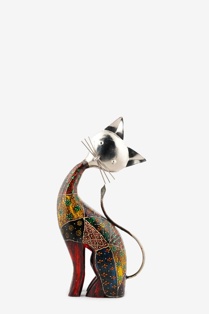 Multicolored Metal Cat Decorative Showpiece — false