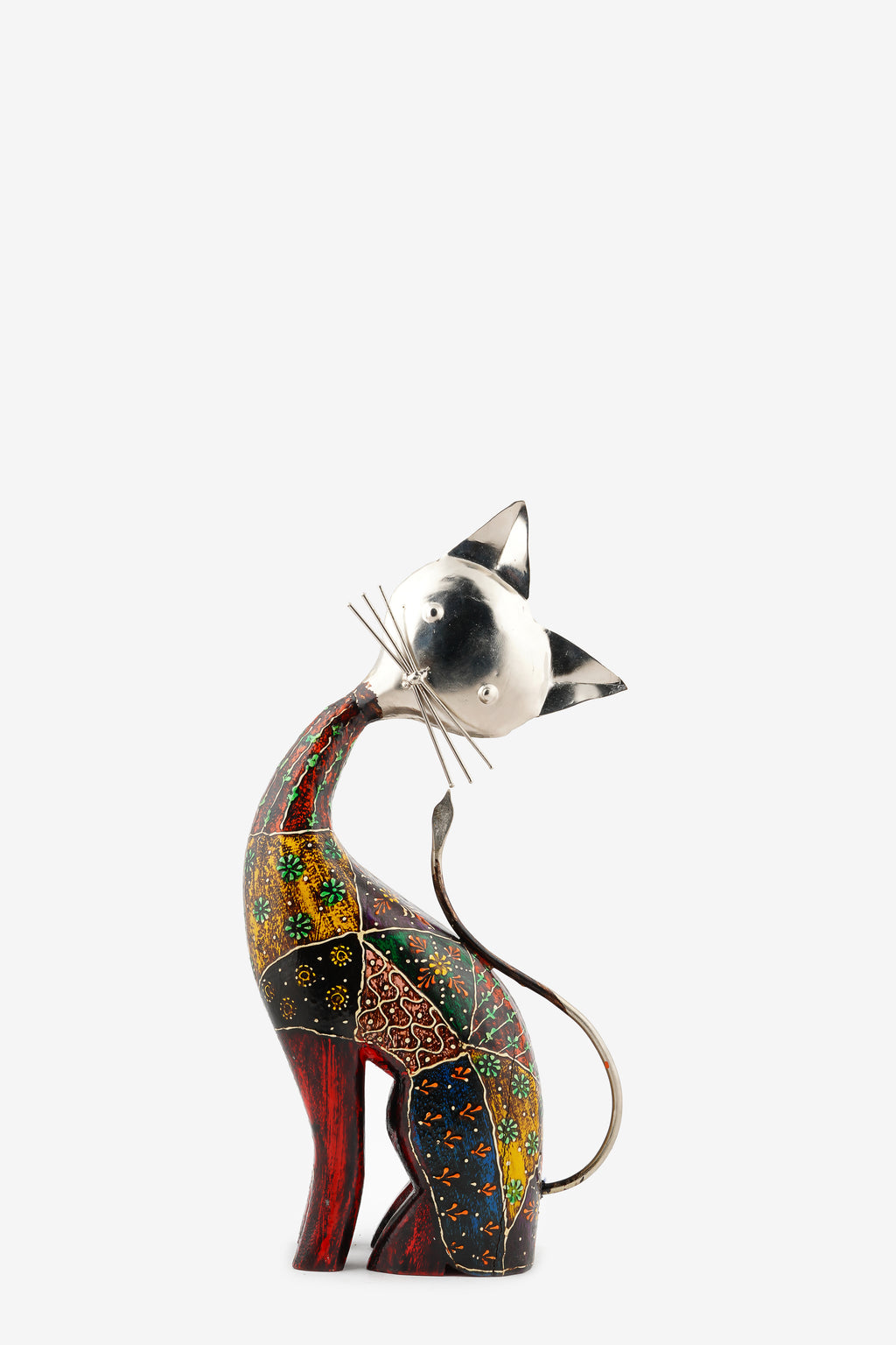 Multicolored Metal Cat Decorative Showpiece — 10 inch