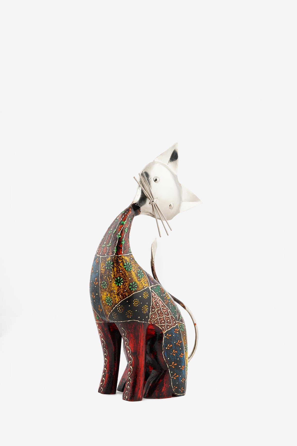 Multicolored Metal Cat Decorative Showpiece — 10 inch