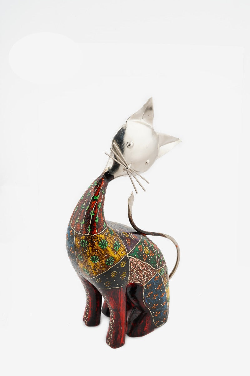 Multicolored Metal Cat Decorative Showpiece — false
