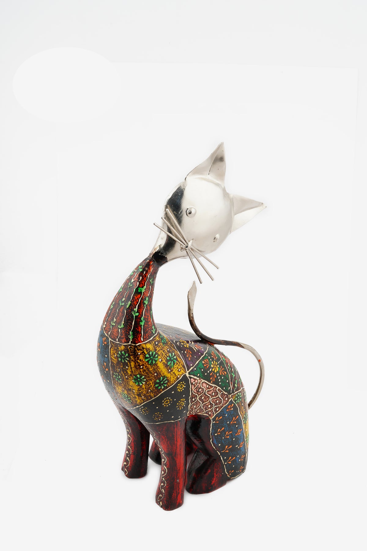 Multicolored Metal Cat Decorative Showpiece — 8 inch