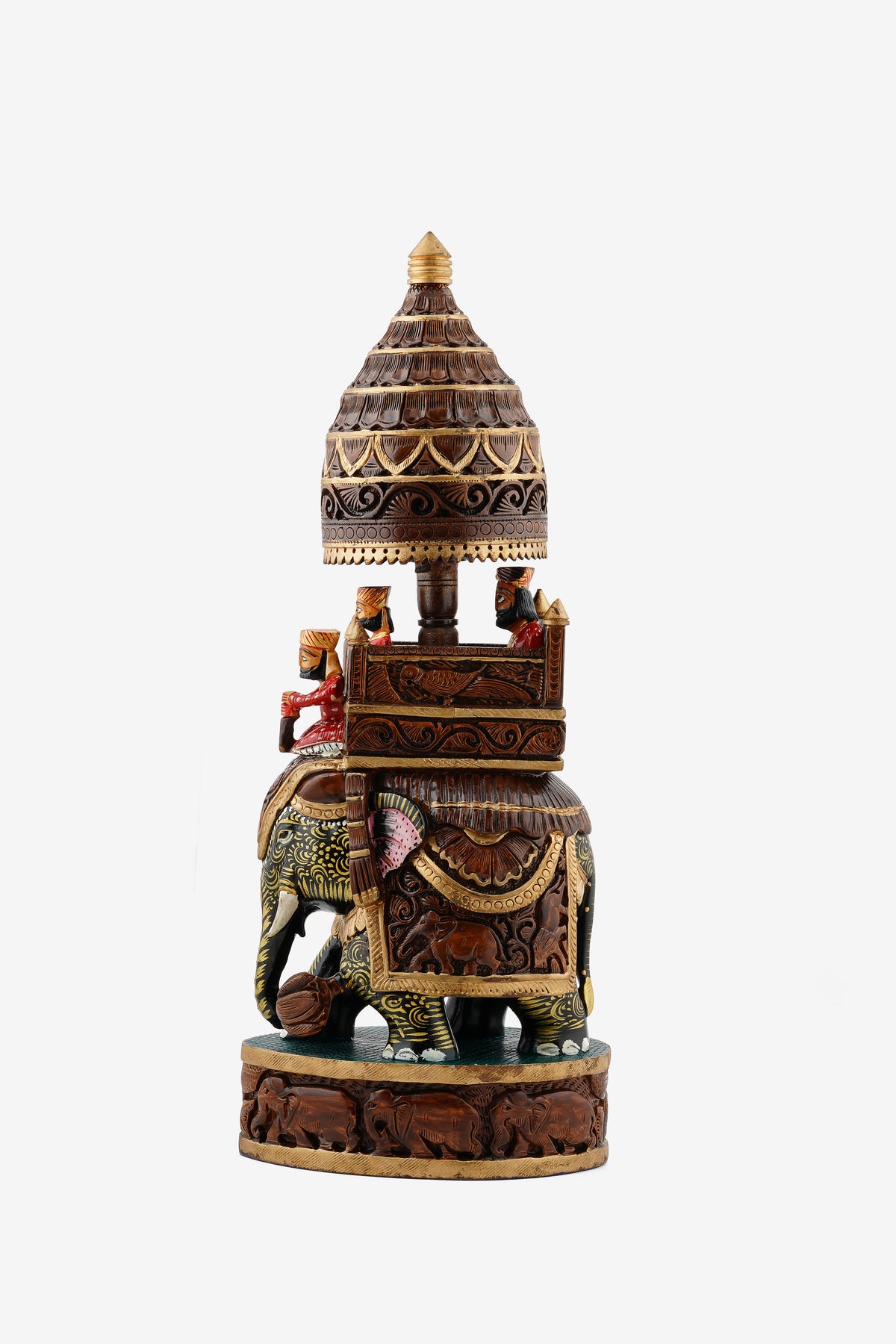 Wooden Antique Elephant Ambari — 8 inch